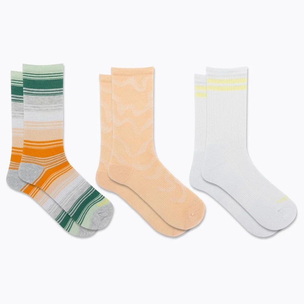 Merrell Everyday Crew Socks Unisex S/M Multicolor Striped Stretch 3-Pack KFC792